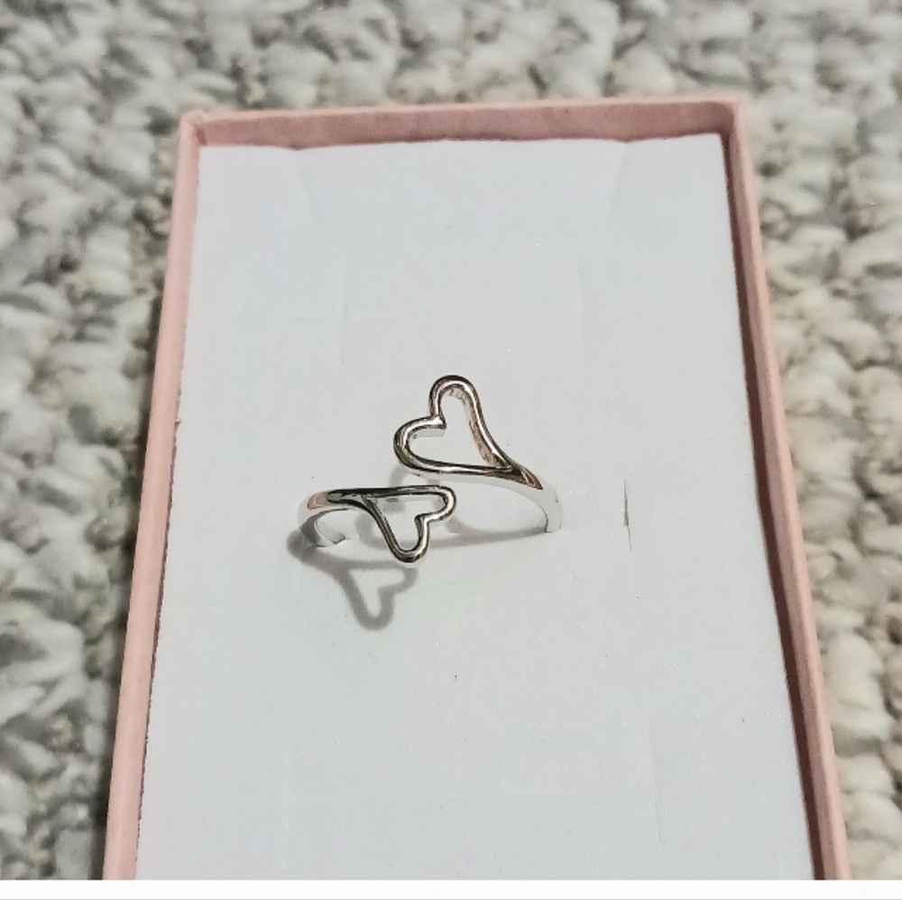 Silver Heart Ring - ANY SIZE AS ADJUSTABLE